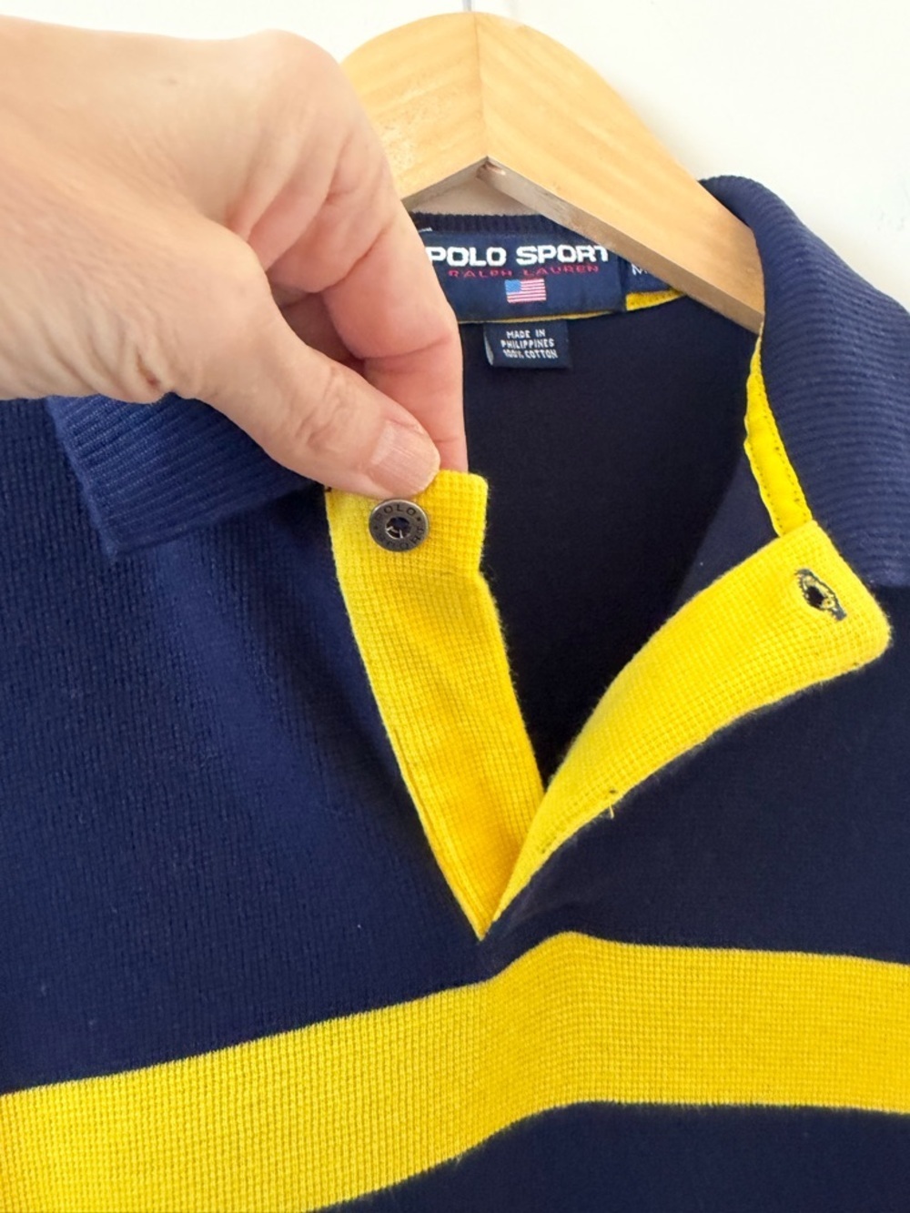 VTG Polo Sport Ralph Lauren Striped Polo Shirt Mens Cotton Classic 90s Size M - Picture 4 of 12